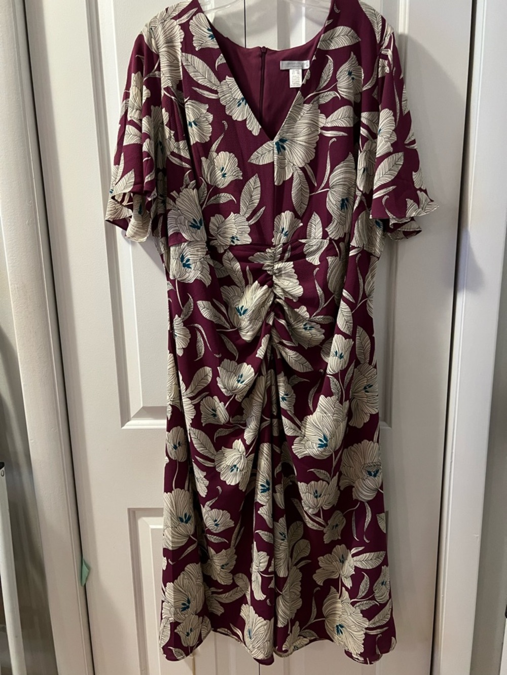 London Times V-Neck Dress with Floral Print
